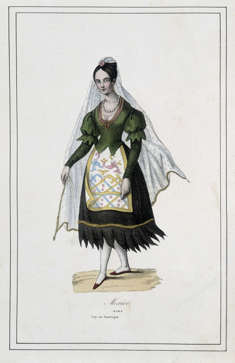 Dame de Mexico – Paul Jonhanneaud atya „A föld különböző népei” című művében, Librairie des Bons livres alkotó: Unknown artist