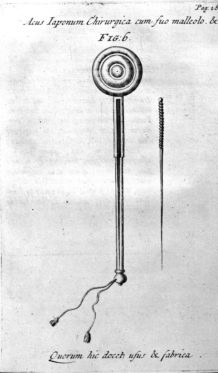 De Acupunctura, W.Ten Rhijn. London 1683. Az akupunktúrával foglalkozó első nyugati szöveg. alkotó: Unknown artist