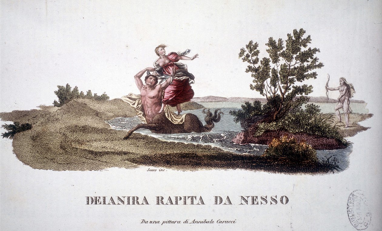 Deanire-t a kentaur Nessus (Nessos) távolította el - metszet alkotó: Unknown artist
