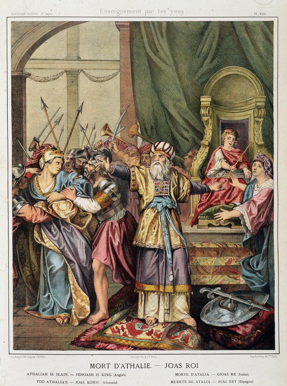 Athalie halála – Joas (Jehoas) király a „Szent történelem” című könyvben, szerk. Szekerce alkotó: Unknown artist