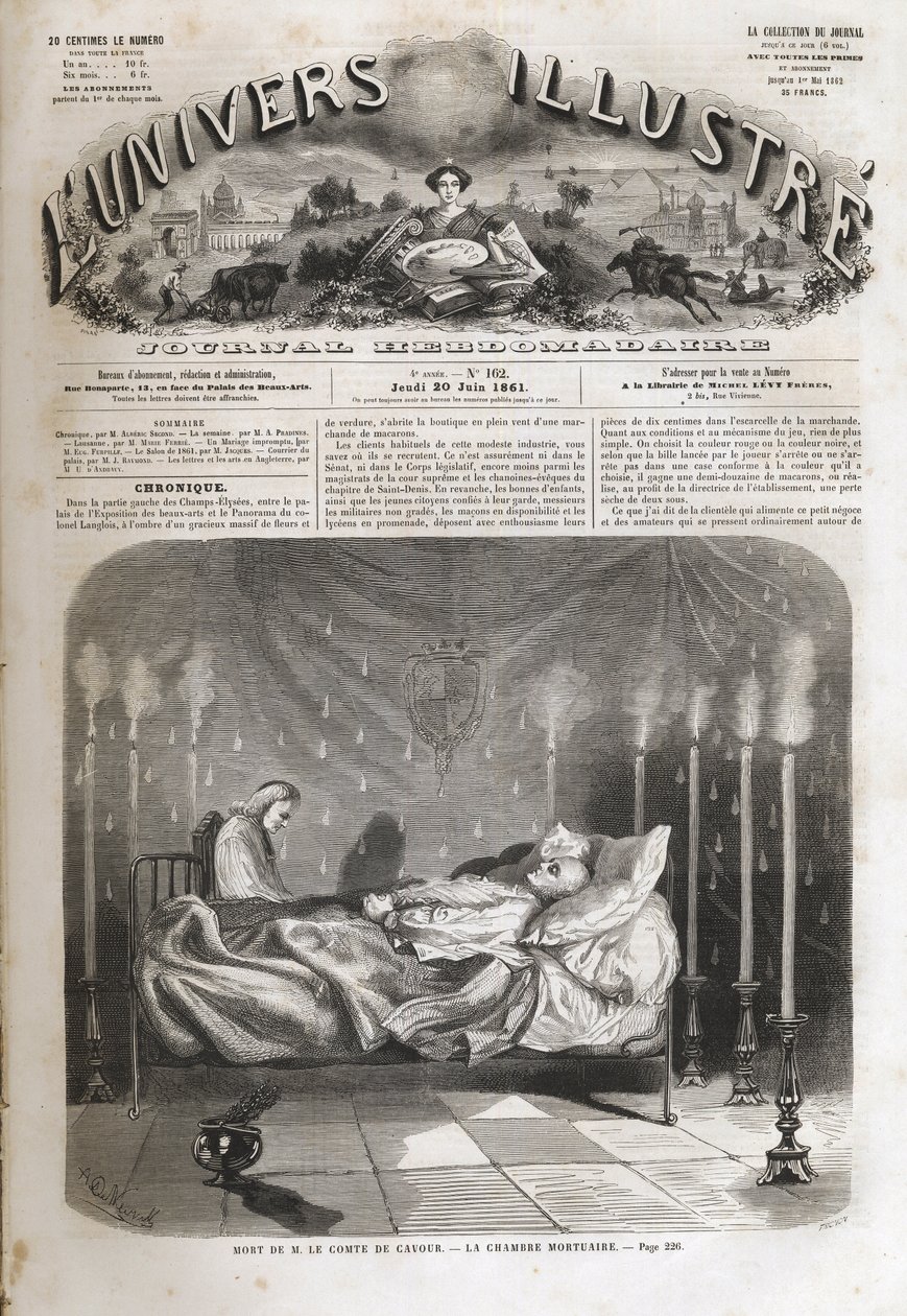 Camillo Cavour (Cavour gróf) halála (1810-1861) – június 6. alkotó: Unknown artist