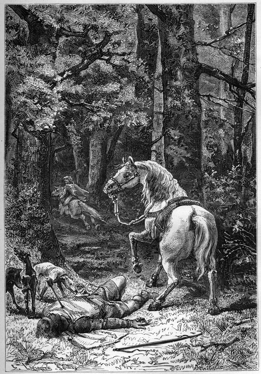 Rufus halála, Vörös Vilmos (II. Vilmos király), akit egy nyílvessző ölt meg vadászat közben az Újerdőben alkotó: Unknown artist