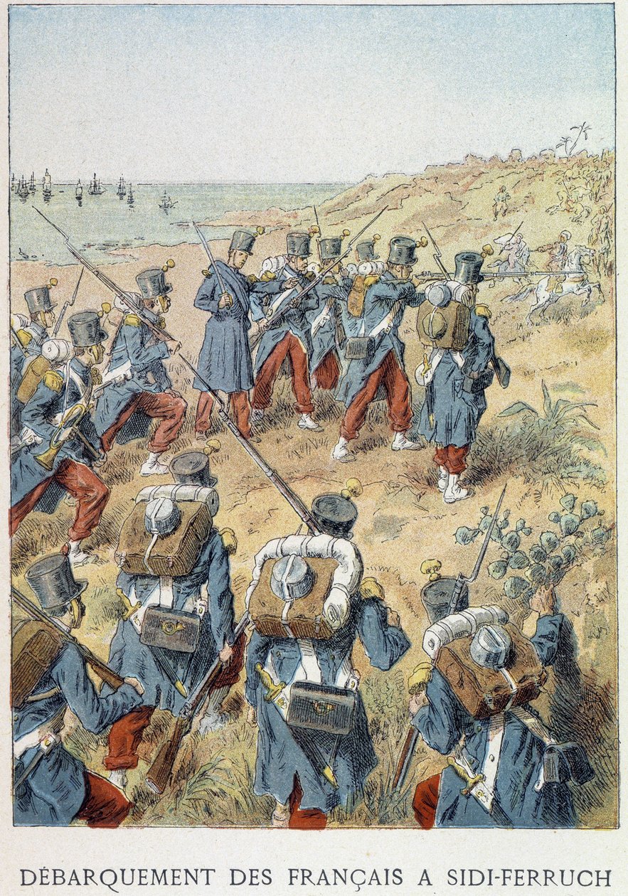A franciák partraszállása Sidiben - Ferruchban, Algériában, 1830. június 14-én - a "" Histoire de France"-ban" alkotó: Unknown artist