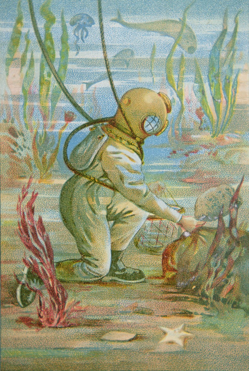 Deep Sea Diver, 1890 körül (színes litó) alkotó: Unknown artist