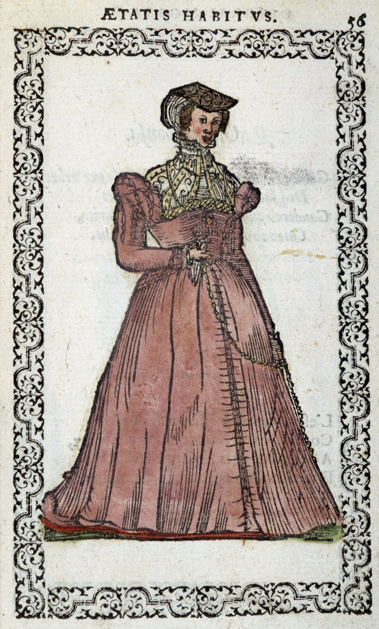 Francia hölgy – Jean Sulperius „Habits et effigies” című könyvében alkotó: Unknown artist