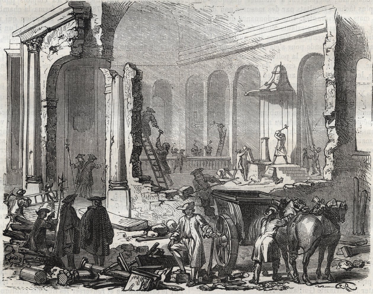 Charenton templomának lerombolása 1685 novemberében, miután a nantes-i szerkesztőt visszavonták, október 18-án alkotó: Unknown artist