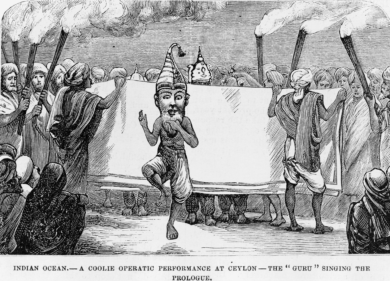 Népművészet bemutatója Ceylonban (a mai Sri Lanka) 19. századi metszet alkotó: Unknown artist