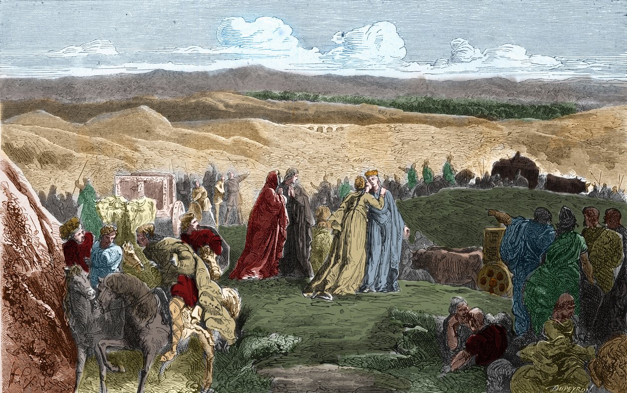 Franciaországba távozott Galswinthe (Galsuinde) (Galsuinte) (kb. 545 - 567), a frankok királynője Neutriában és I. Chilperic (a frankok királya) felesége. Metszet Paul Lehugeur Histoire De France En Cent festményeibe, 1891. alkotó: Unknown artist