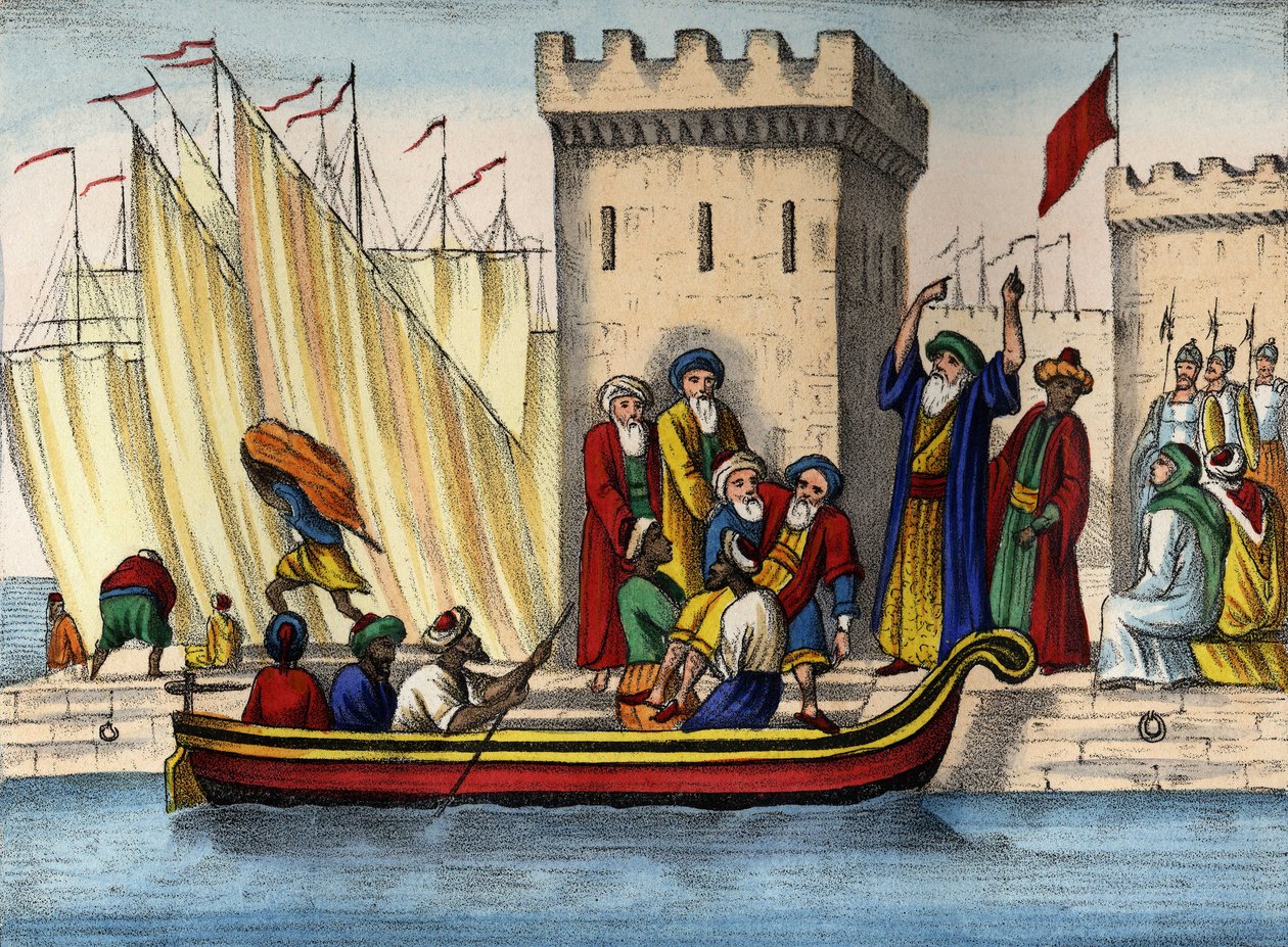 Az algíri mórok távozása a franciák gyarmatosítását követően alkotó: Unknown artist