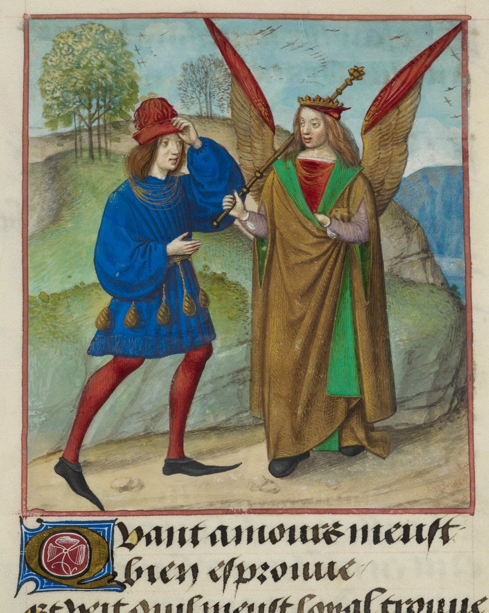 Részlet a szerető és szerelme (Szerelem) miniatúrájáról, a „Le Roman de la Rose”-ból alkotó: Unknown artist
