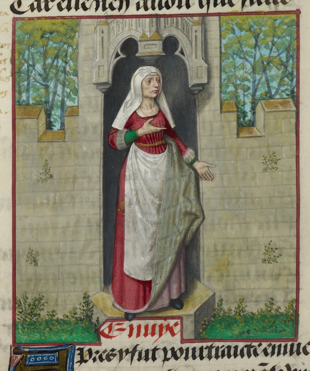 Részlet a „Le Roman de la Rose” allegorikus alakjának miniatúrájáról alkotó: Unknown artist