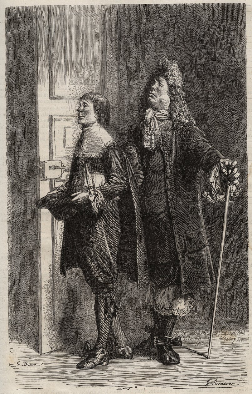 Diafoirus pere et fils – metszet a „Képzeletbeli malad”-hoz, Jean Baptiste Poquelin dit Moliere (1622-1673) (A képzeletbeli érvénytelen) alkotó: Unknown artist