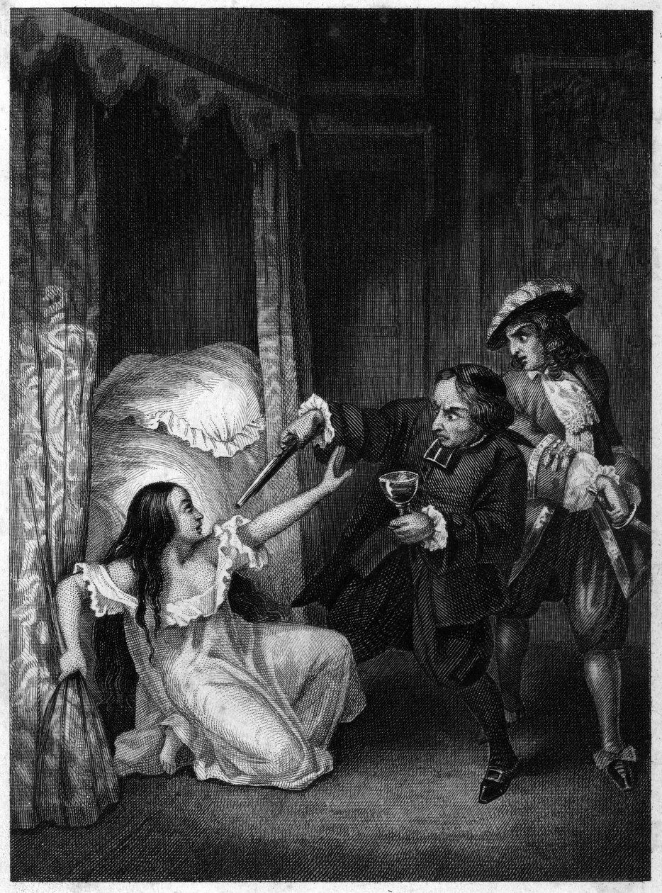 Diane de Joannis de Châteaublanc de Roussan, Gangeszi márkiné (1635-1667), akit két legénytestvére, az apát és Gangesz lovagja gyilkolt meg. Metszet 1847-ből. alkotó: Unknown artist