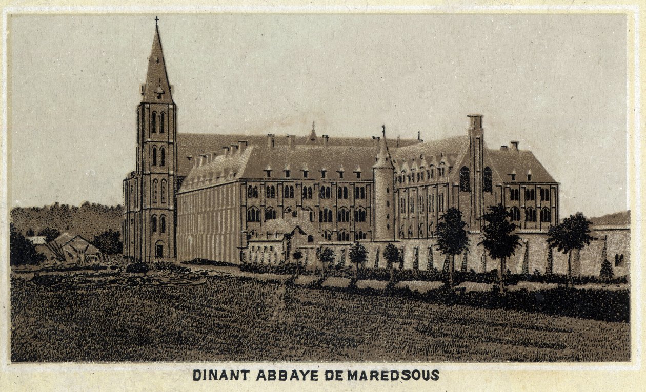 Dinant, Maredsous-i apátság, Vallónia, Belgium. század végi kromolitográfiája. alkotó: Unknown artist