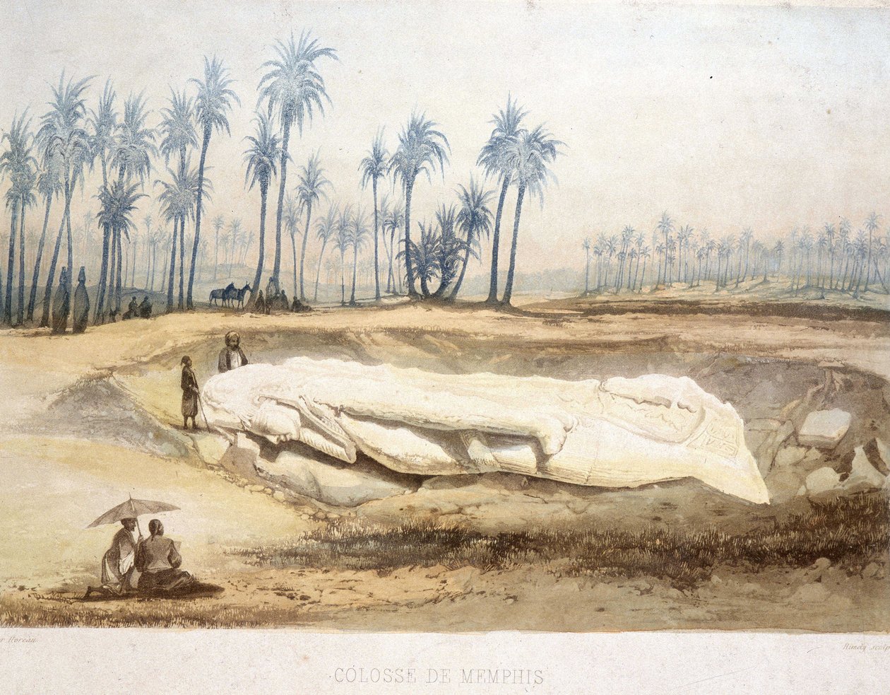 A memphisi kolosszus felfedezése, az ókori Egyiptom alkotó: Unknown artist