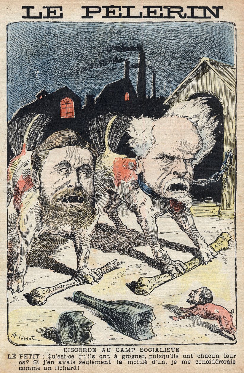 A szocialisták Jean Jaures (1859-1914) (balra) és Henri Rochefort (1831-1913) (jobbra) vitái. Illusztráció az 1898. június 19-i „” Le Pelerin”-ben. alkotó: Unknown artist