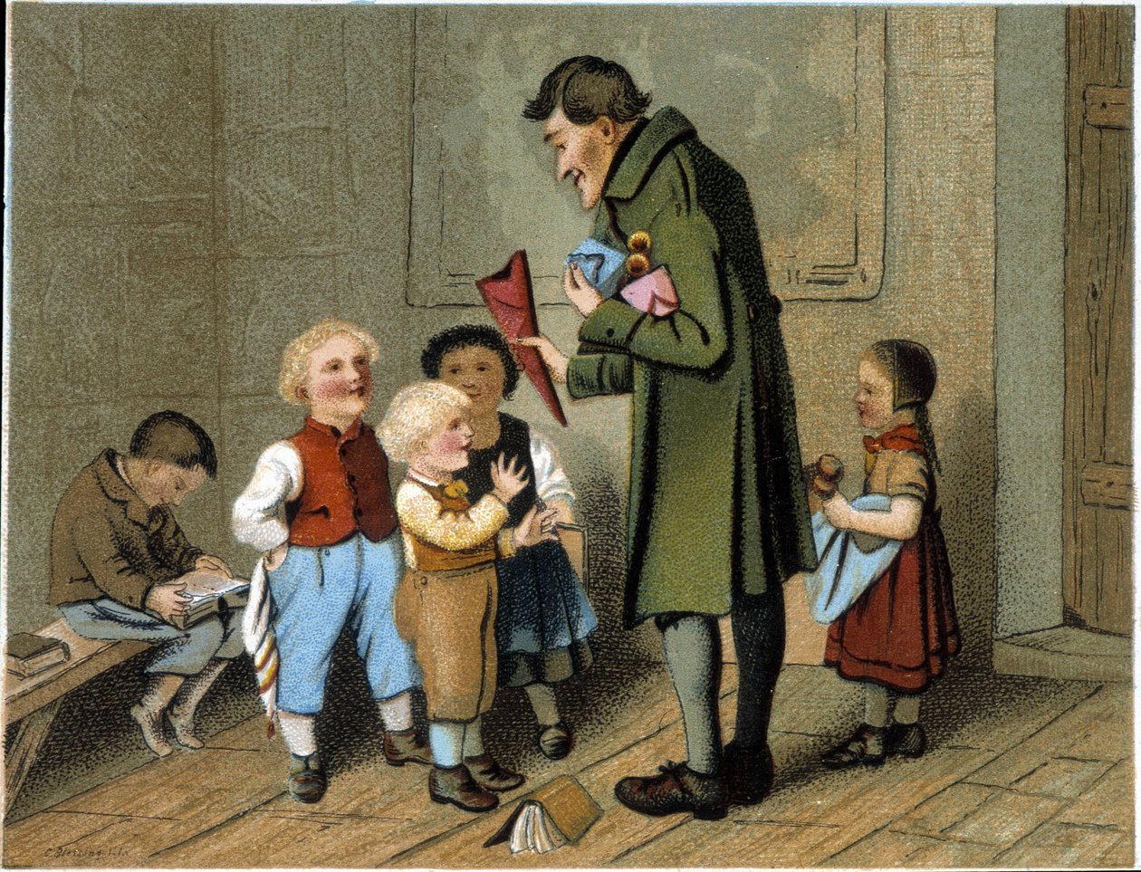 A kitüntetések kiosztása az iskolában - kromotográfia, 19. század vége alkotó: Unknown artist