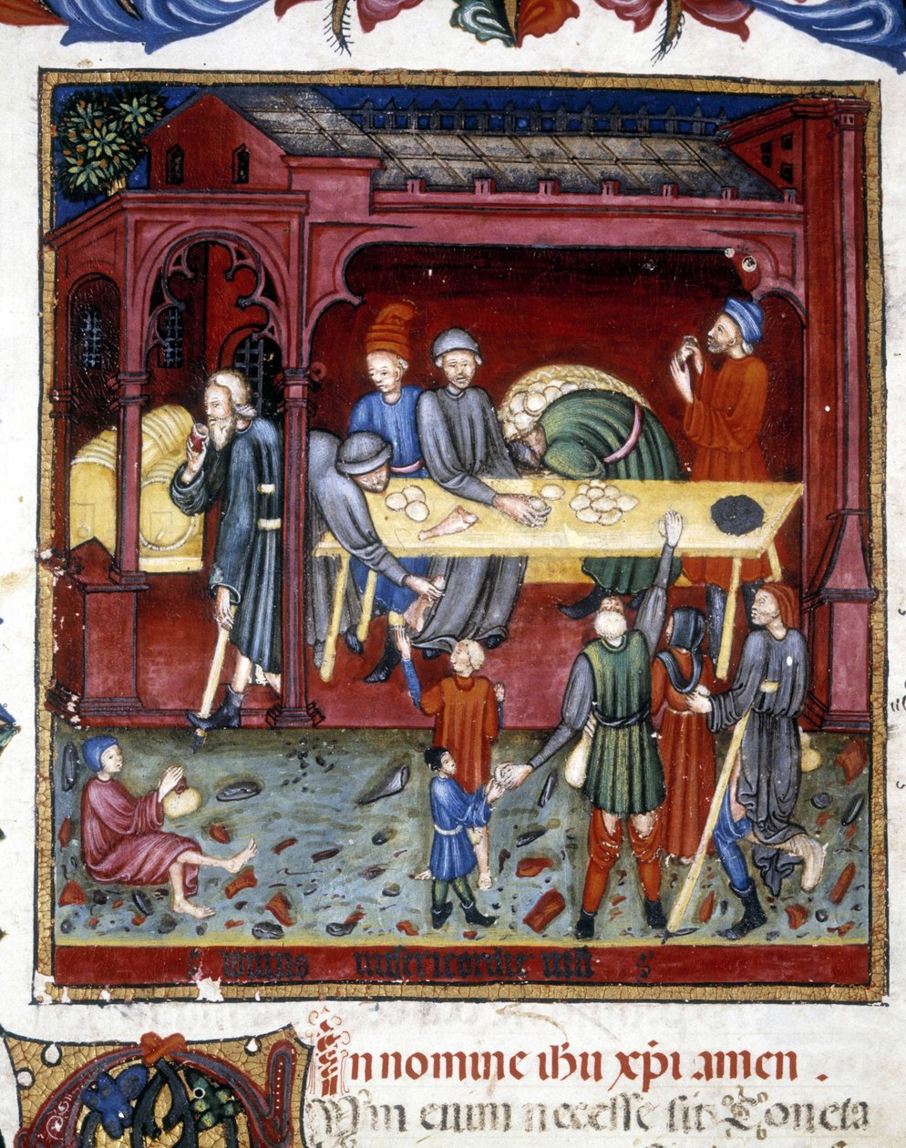 Kenyér és cipőosztás időseknek és szegényeknek. 1422. alkotó: Unknown artist