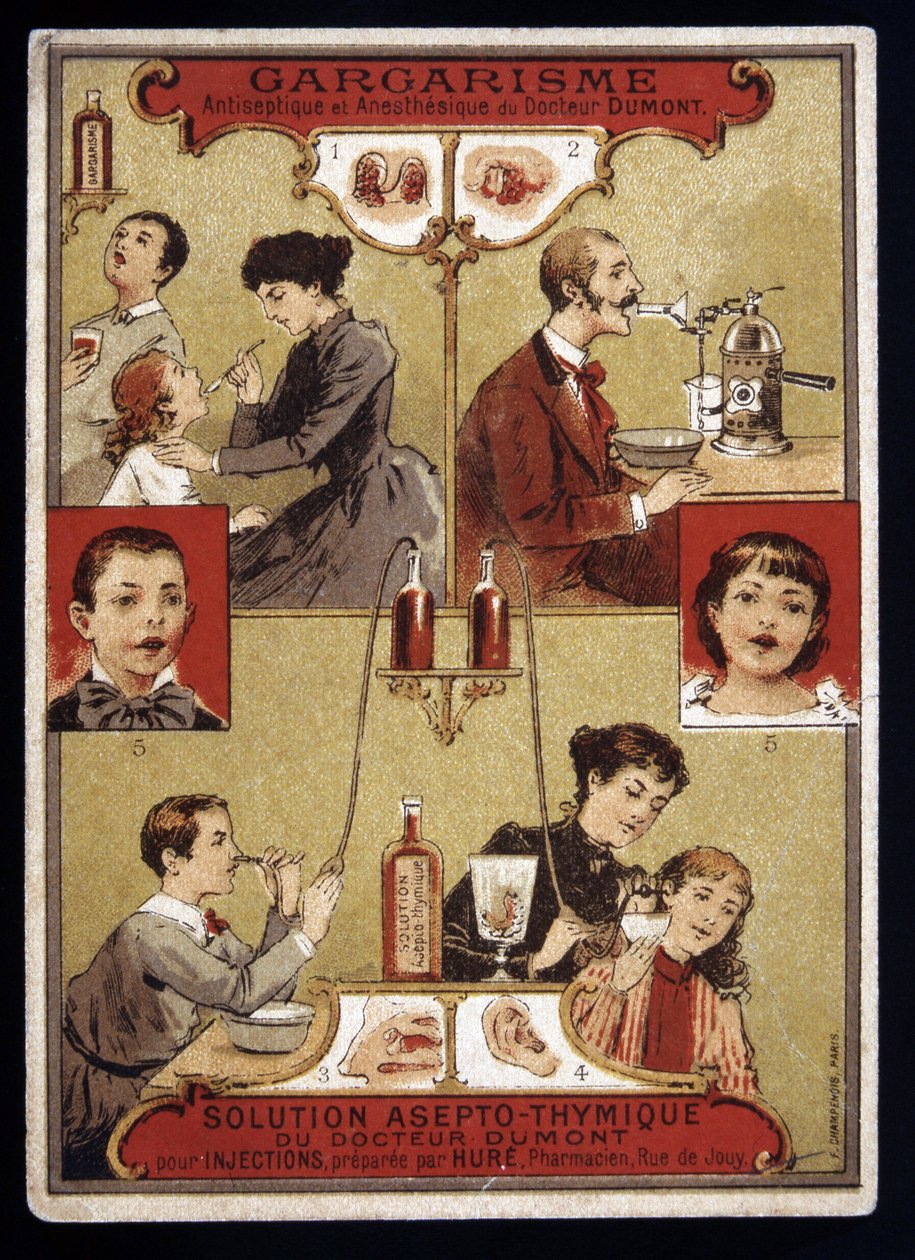 Dr. Dumont fertőtlenítő és érzéstelenítő gargarizálása - Reklám, 19. század vége alkotó: Unknown artist