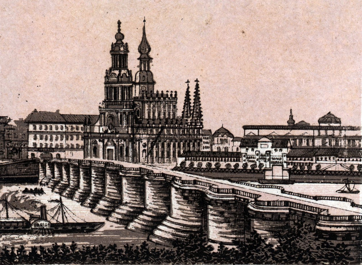 Drezda, Németország: kilátás az Augustus-hídra Drezdában. in "" A világ 168 nézetet szemléltet"" Keltezés nélküli (XIX. század vége) alkotó: Unknown artist