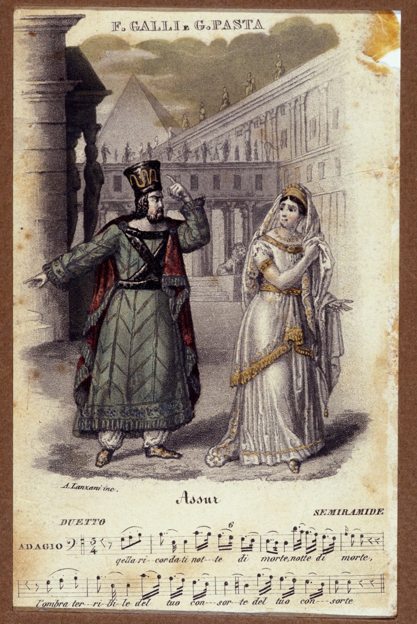 Duó Giuditta Pasta és Filippo Galli között Gioachino Rossini (1792-1868) "Semiramide" (Semiramis) című operájában alkotó: Unknown artist