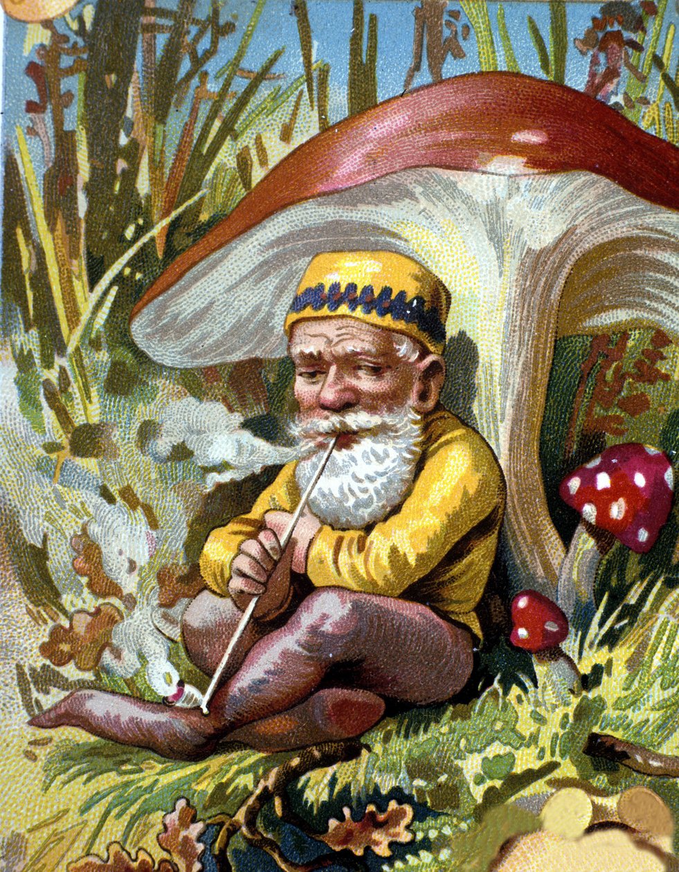 Pipázó törpe vagy farfade. 19. századi kromolitográfia. alkotó: Unknown artist