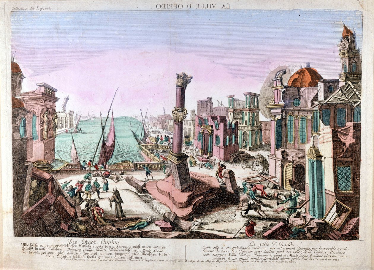Oppido Mamertina földrengése Calabriában (Dél-Olaszország) 1783. február 15-én. alkotó: Unknown artist