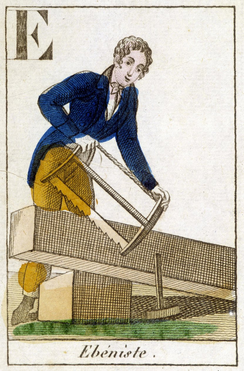 Ebenista munka közben - metszet, v.1800 alkotó: Unknown artist