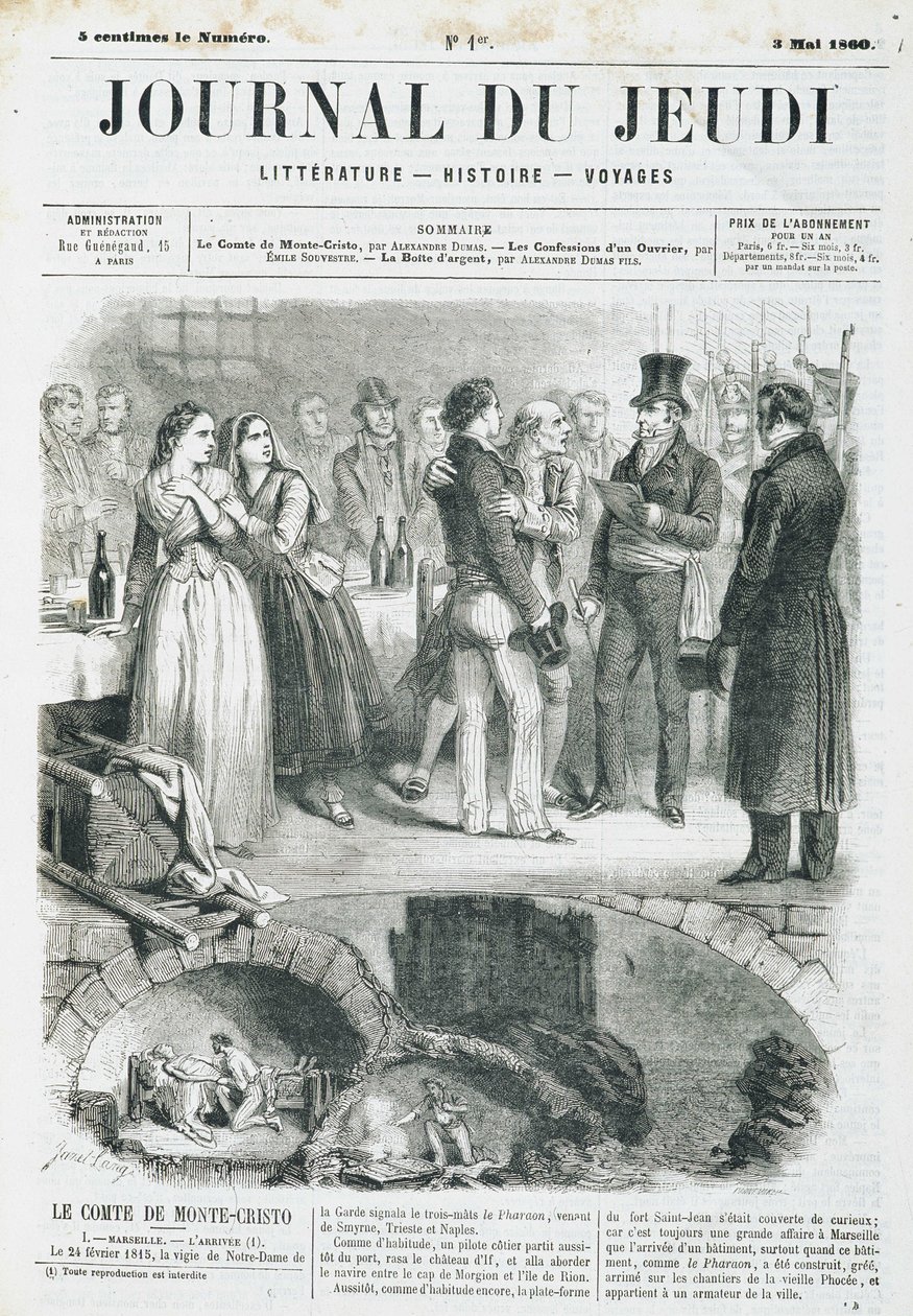 Edmond Dantes, Monte Cristo (Monte Cristo) grófja fogadást tart - a „Le Journal du Thursday”-ban 1860.05.03-tól alkotó: Unknown artist