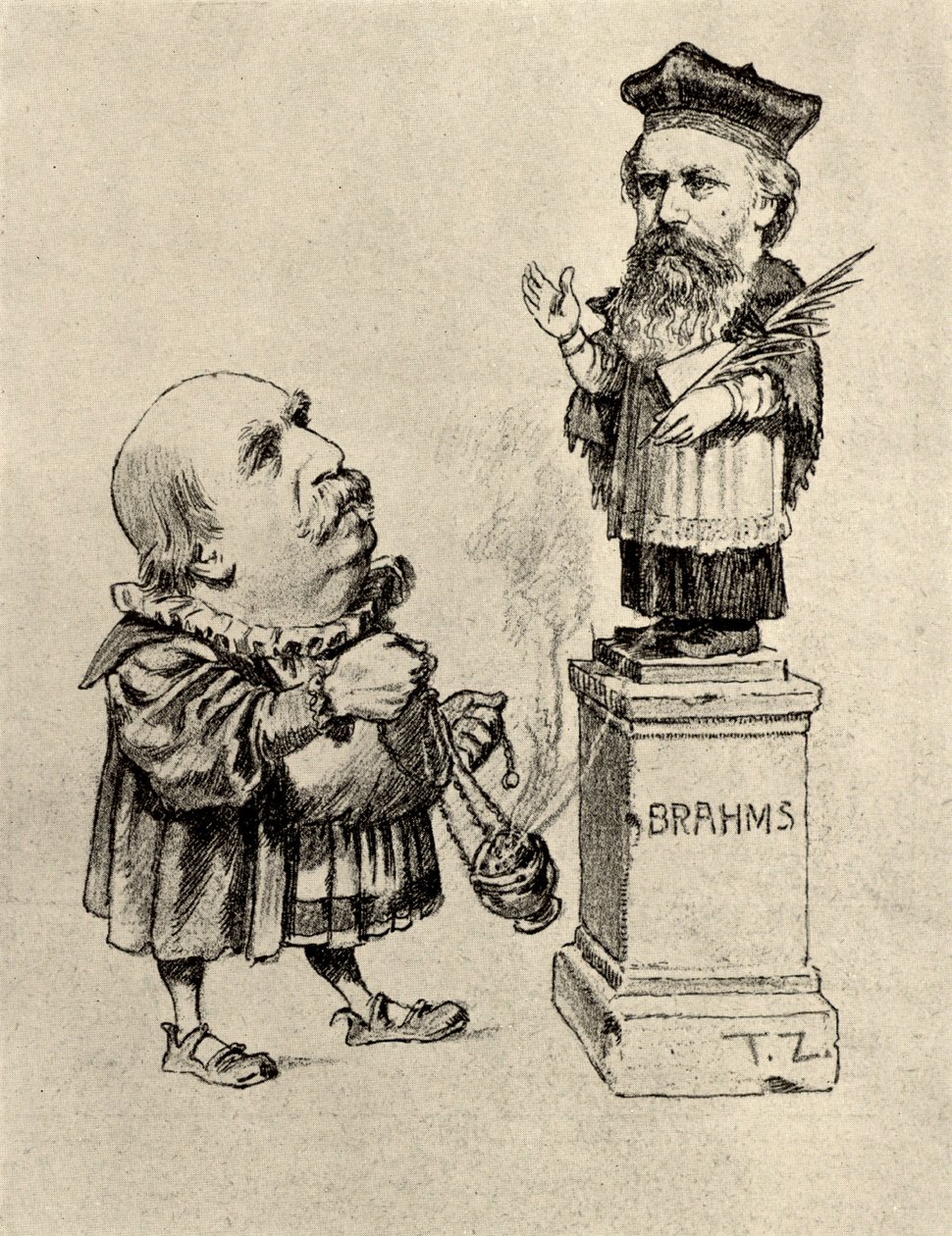 Eduard Hanslick (1825-1904) osztrák zenekritikus, Brahmsot imádó talapzaton alkotó: Unknown artist