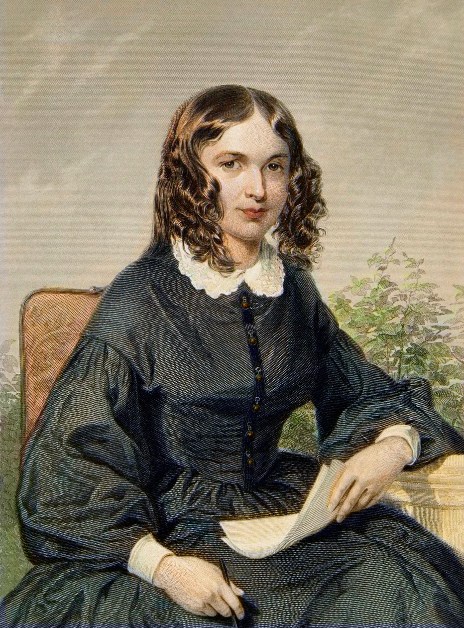 Elizabeth Barrett Browning (1806-1861) - angol költő - metszet - Elizabeth Barrett Browning angol költőnő és feminista (1806-1861) alkotó: Unknown artist