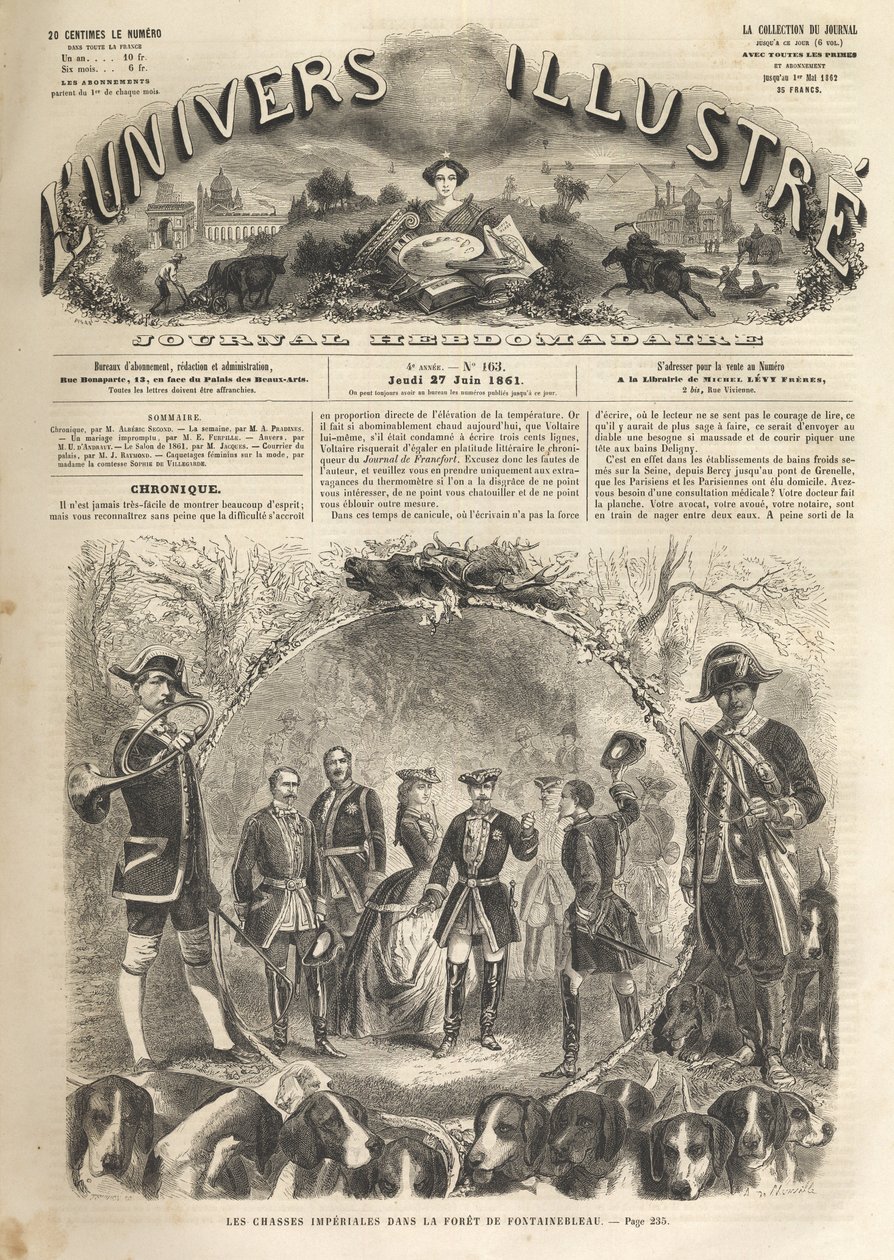 III. Napóleon császár vadászik Fontainebleau-ban - 1861 - Birodalmi vadászat Fontainebleau-ban III. Napóleon (1808-1873) és Imperatrice Eugenie (1826-1920) jelenlétében. Az 1861-es jeles univerzum - alkotó: Unknown artist