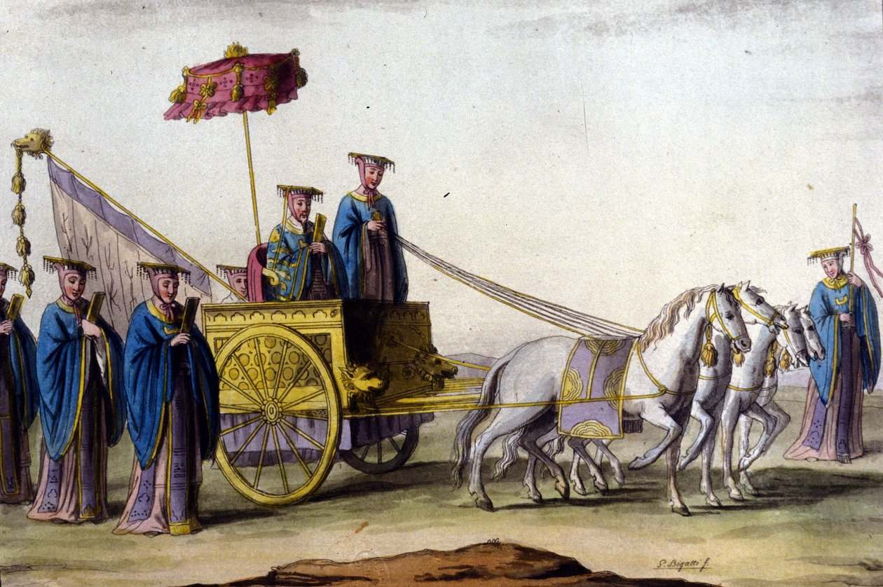A Ming-dinasztia császára szekerén – J. Ferrario „Le costume ancien et moderne”” című művében, szerk. Milánó alkotó: Unknown artist