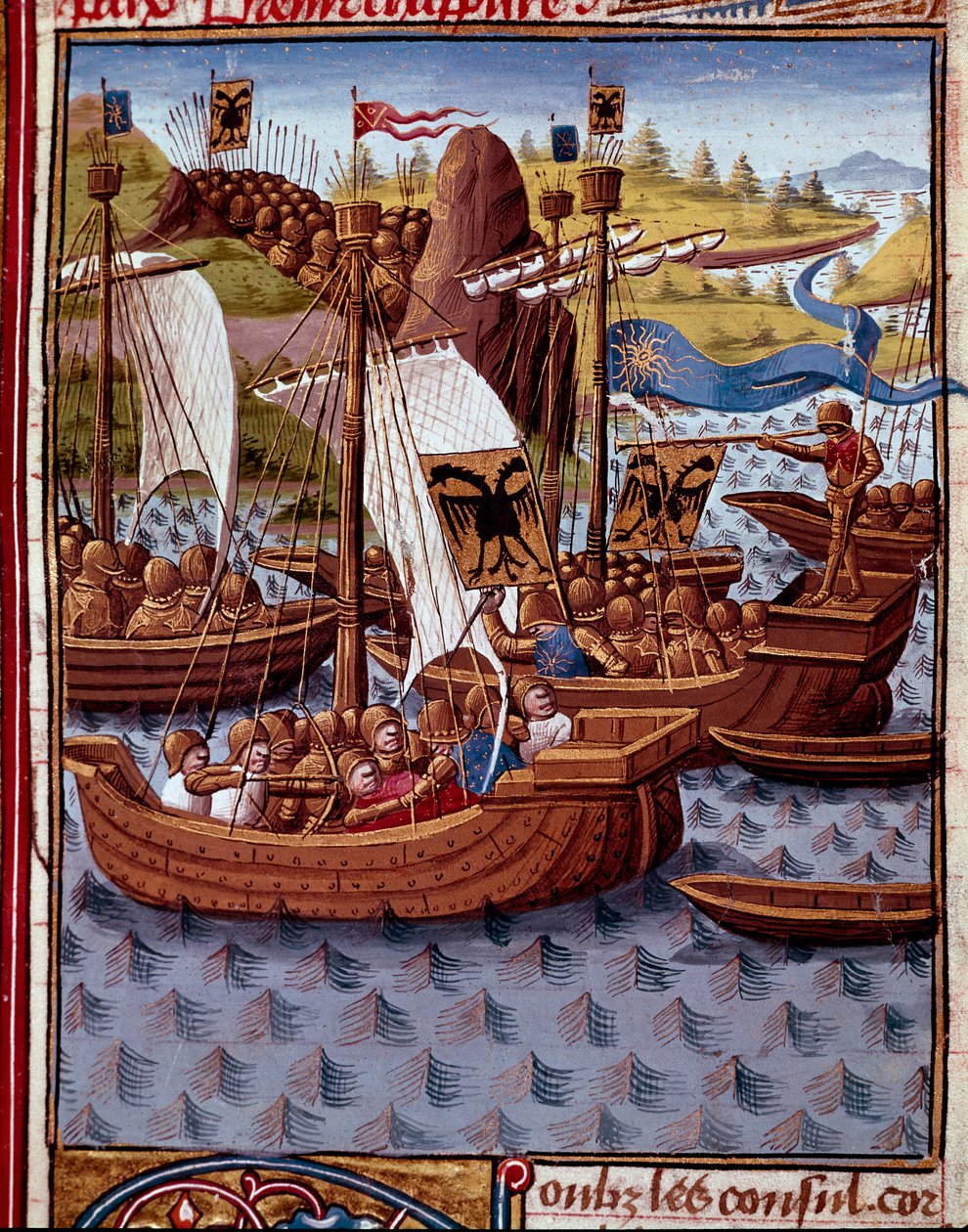 Ellenségek érkeznek Rómába, hogy békét kérjenek a rómaiaktól. Miniatűr a „” római történelemből”” (Ad urbe condita), Titus Live (Kr. e. 59-17) (Titus Livius), fordította Pierre Bressuire (310. sz.) 1450- 1500 - Chantilly, musee Conde - Az ellenségek Rómába alkotó: Unknown artist