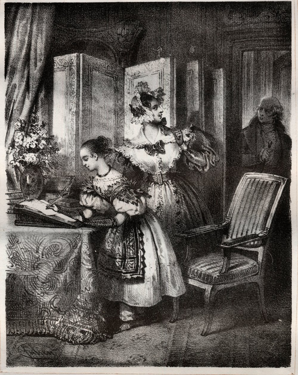 századi metszet Madame Cottin (Sophie Cottin Rostand) (1770-1807) „” Malvina” című regényéhez - Magángyűjtemény alkotó: Unknown artist