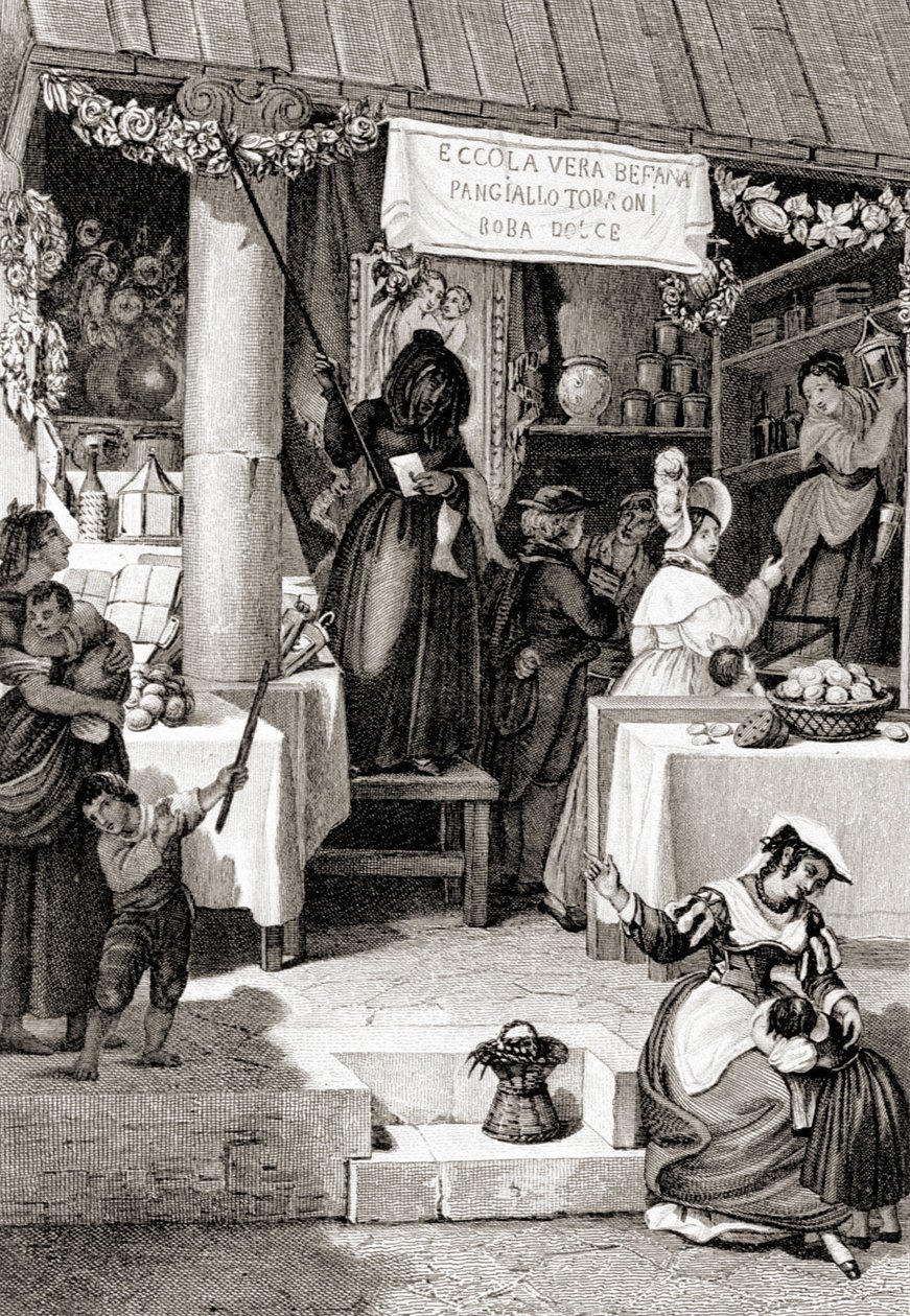 A Befana ünnepét ábrázoló metszet. alkotó: Unknown artist