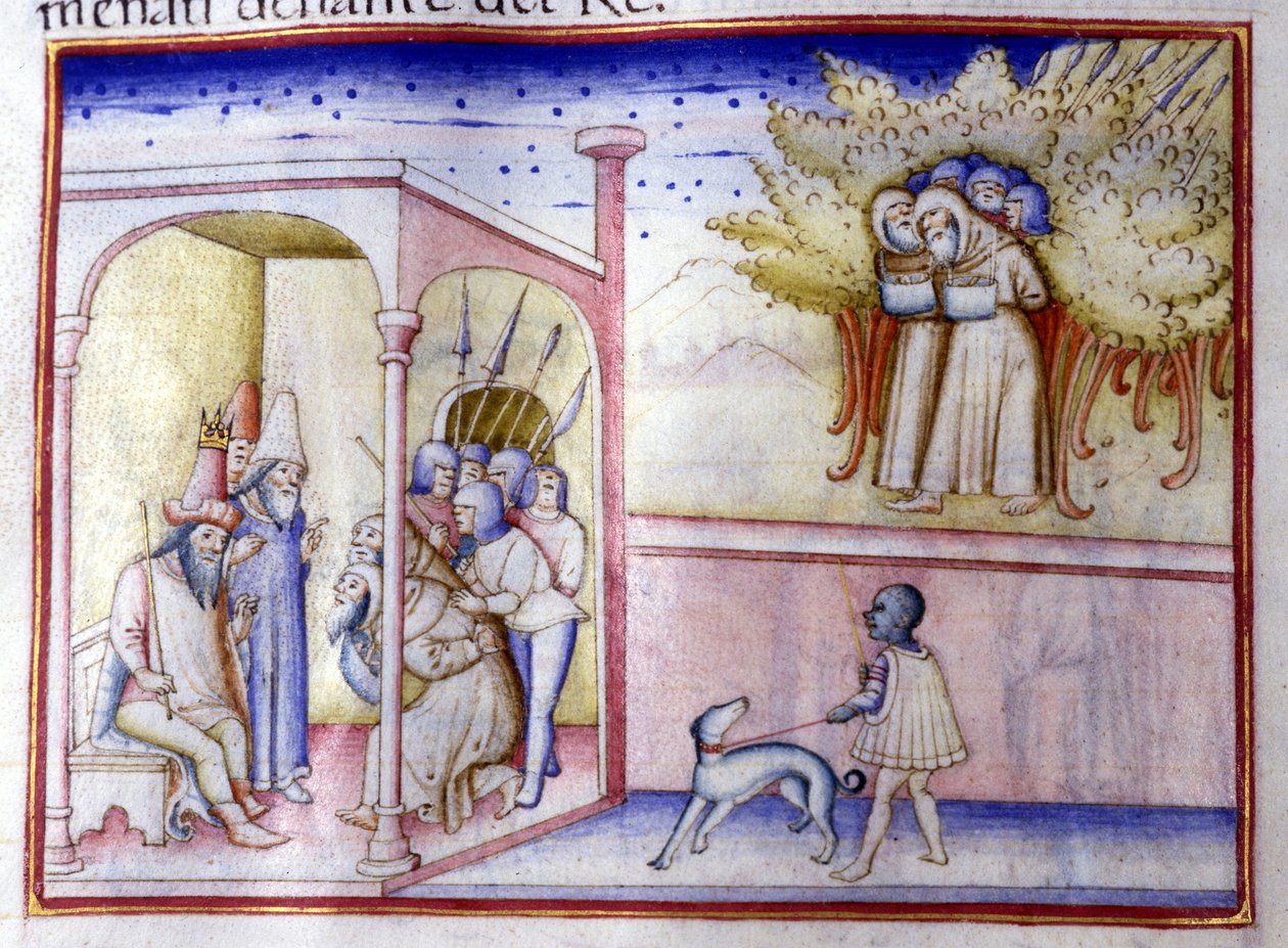 Epizód a júdai Josafát életéből (Kr. e. 868 - ie 847). 14. századi kézirat. Milánó, Bibl, Braidense. alkotó: Unknown artist