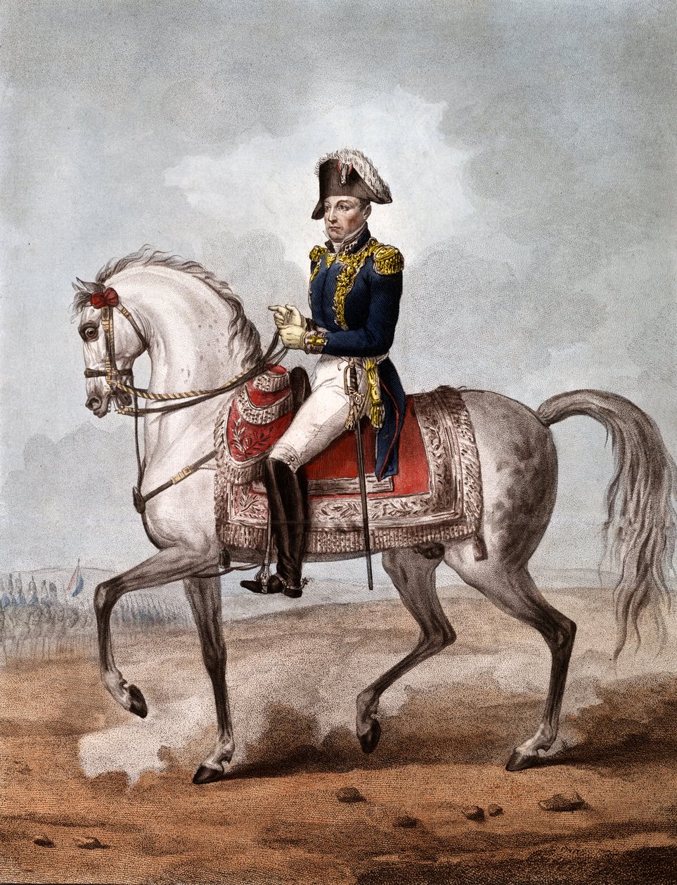 Gilbert du Motier de La Fayette márki (1757-1834), francia arisztokrata, katonatiszt és politikus lovas portréja - Metszet - La Fayette márki (1757-1834), francia katona és politikus alkotó: Unknown artist