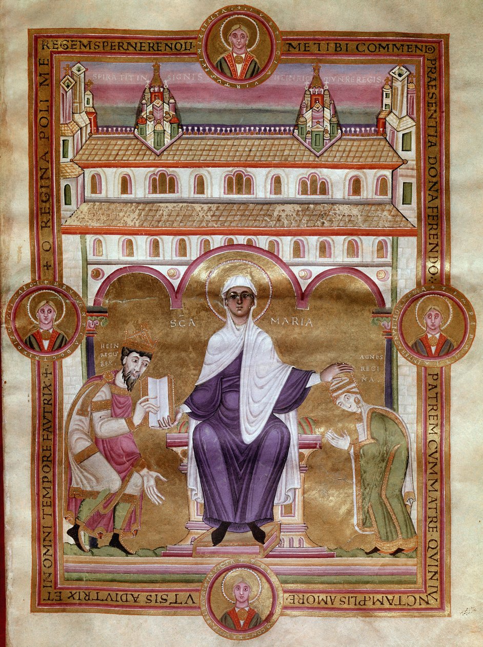 Henrik császár evangélikus lapja (Arany Biblia) azt mondja, hogy a fekete (1017-1056) a feleségével, Agnes d
