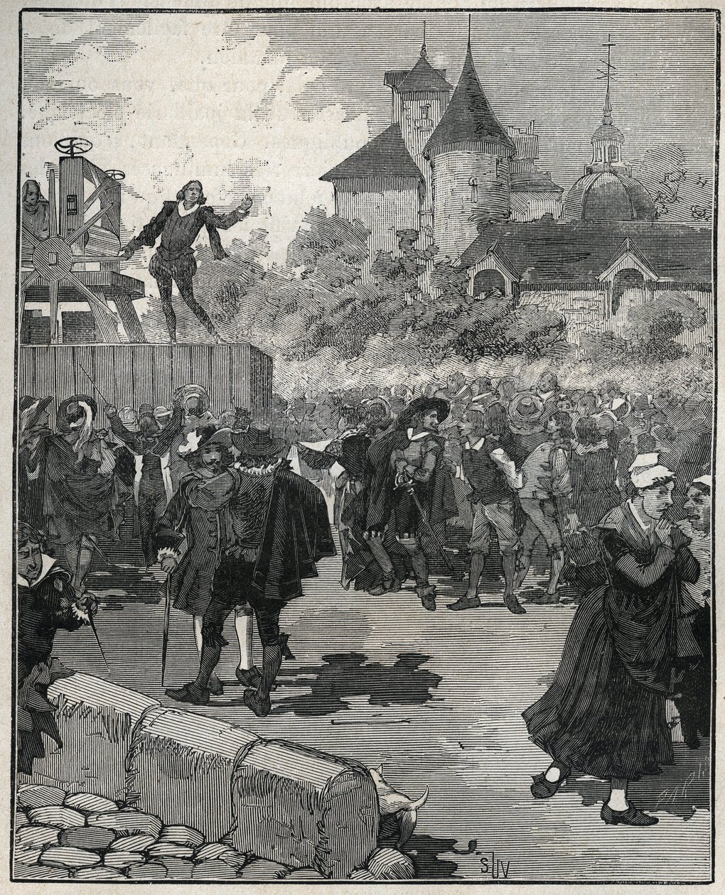 Nicolas Briot (a Francia Királyság metszője) (1579-1646) mechanikus bányászatának tapasztalata 1616-ban. Metszet 1885-ből Adolphe BITARD „Les arts et metiers illustrés” c. alkotó: Unknown artist
