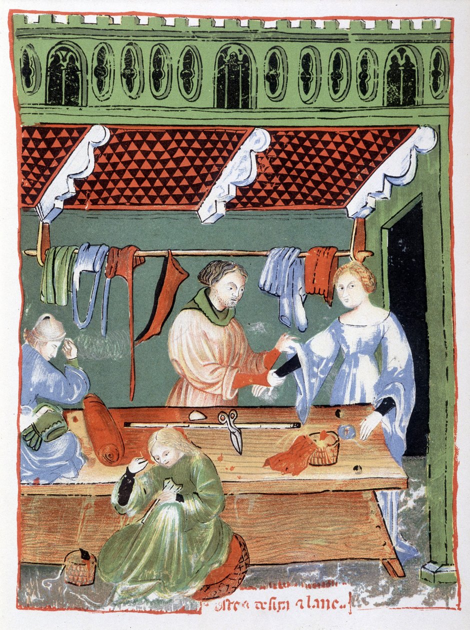 Szövetkereskedő (szabó?) és varrónő a középkorban alkotó: Unknown artist