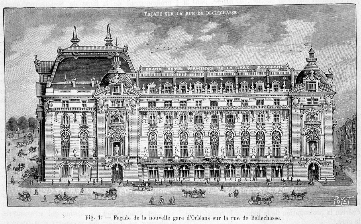 Orléans új állomásának homlokzata a rue de Bellechasse-n - a „La Nature”-ben” alkotó: Unknown artist
