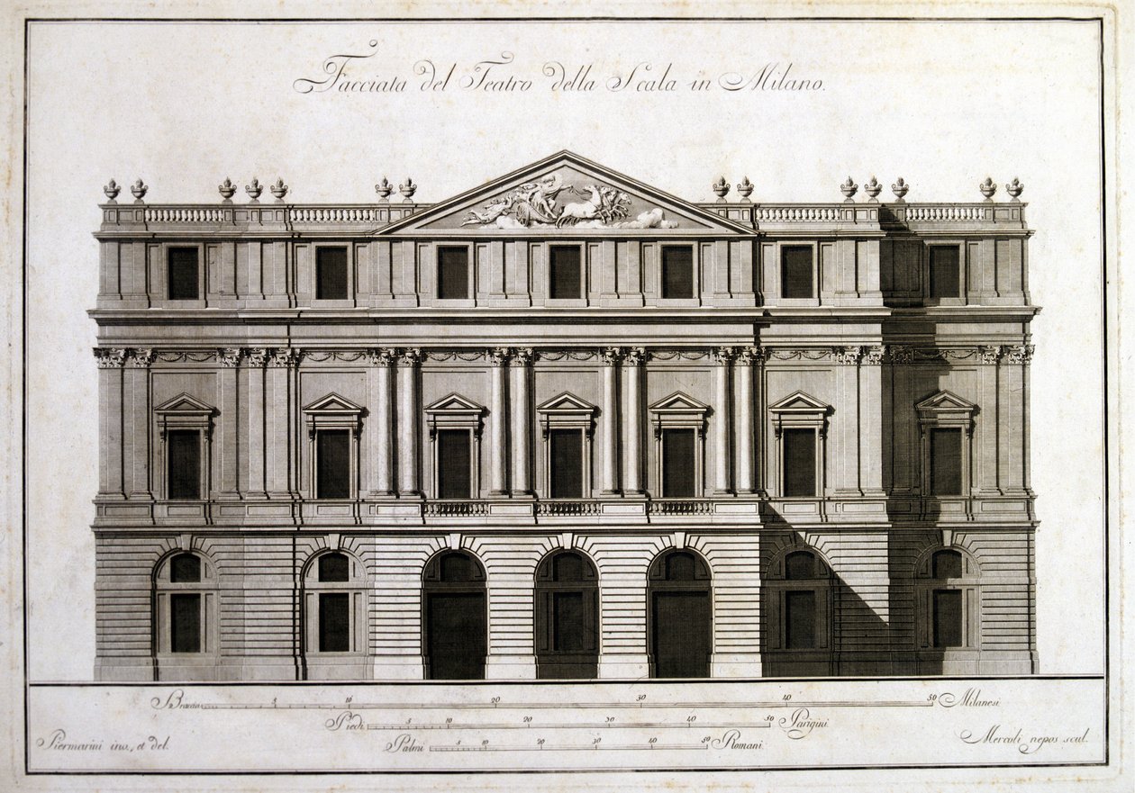A milánói alla Scala színház homlokzata. alkotó: Unknown artist