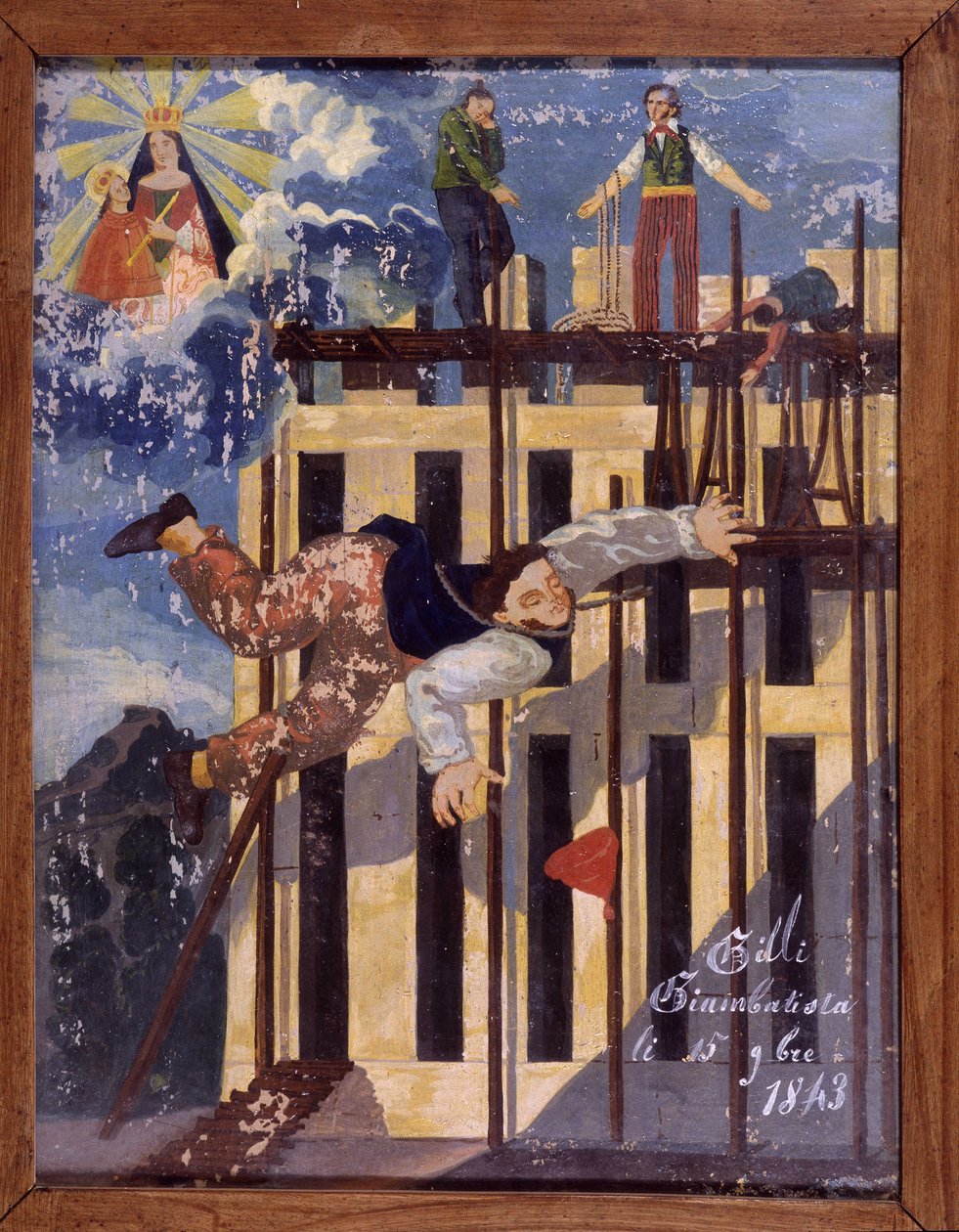 Lezuhanó asztalos az állványzatról – a Notre Dame de Laghet ex-voto alkotó: Unknown artist