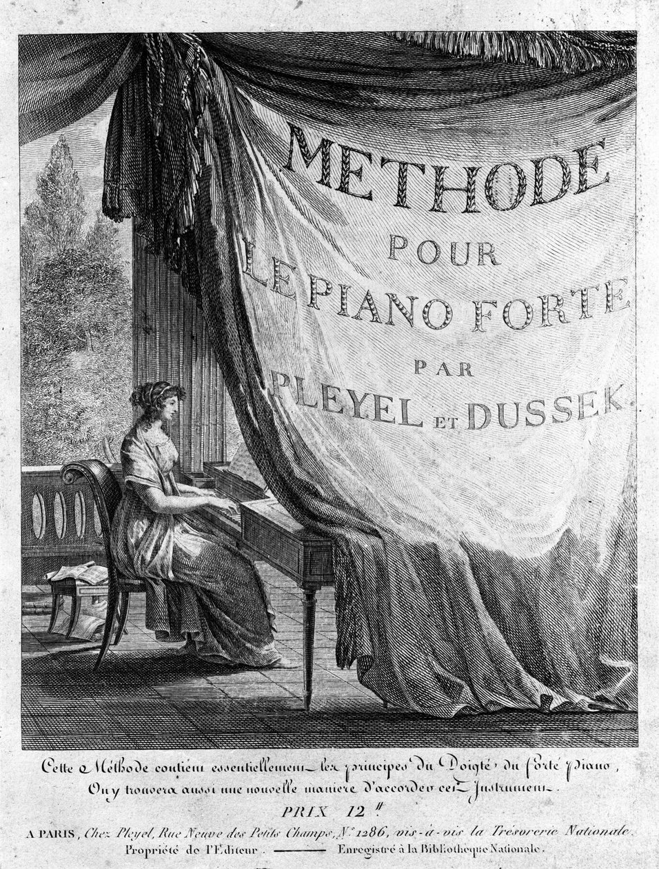 Ignaz Pleyel (1757-1831) és Dussek (1760-1812) „” Methode pour le pianoforte”” című könyvének hamis címe (hamis címe). alkotó: Unknown artist
