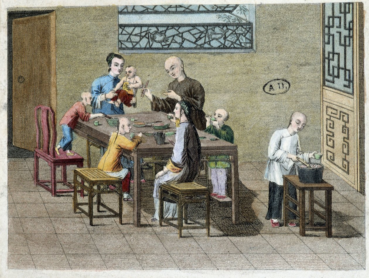 Családi étkezés Kínában a 19. században alkotó: Unknown artist