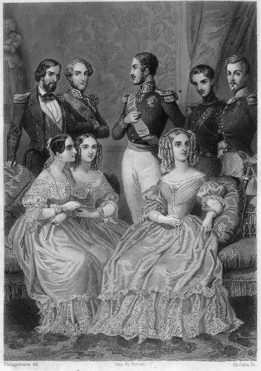 Orléans-i család – metszet „Louis Philippe politikai és magánéletének története” c. alkotó: Unknown artist