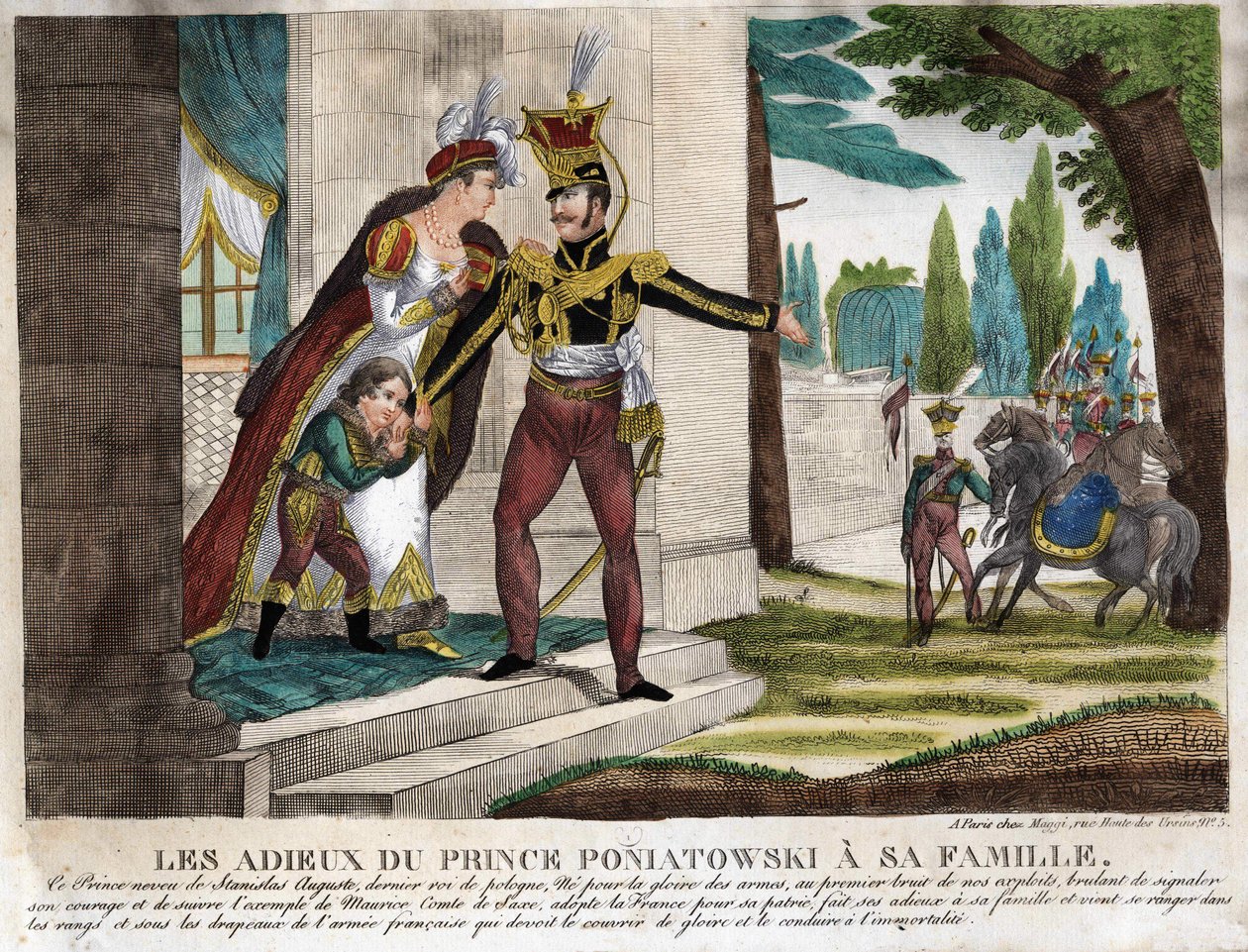 József (Jozef) Antoni Poniatowski (1763-1813) herceg búcsúja családjától, korabeli metszet alkotó: Unknown artist