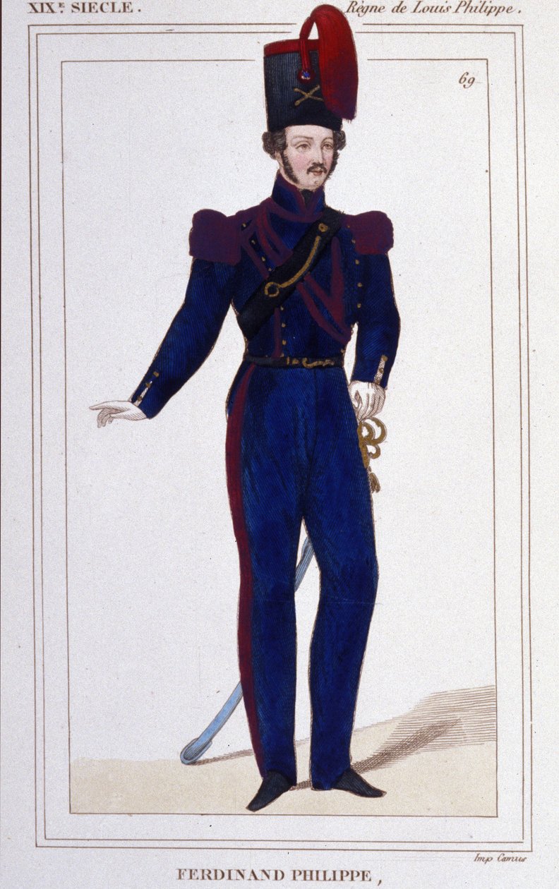 Ferdinand Philippe (Ferdinand-Philippe) Lajos, Chartres hercege, majd Orléans hercege (1810-1842). Francia herceg, Lajos Fülöp 1er (Louis-Philippe) francia király fia. Metszet 1850-ből alkotó: Unknown artist