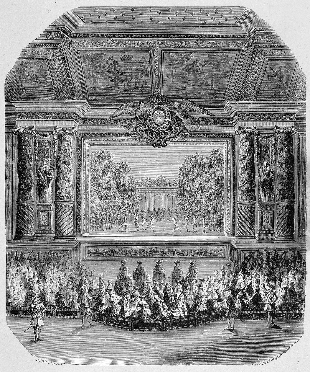 XIV. Lajos ünnepe, Szent Aignan hercegétől (Zenei vígjáték, a versailles-i parkban) Metszet alkotó: Unknown artist